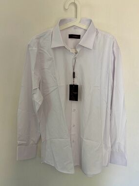 Mens White Dress Shirt by - Vitarelli Classic Long Sleeve barrel cuff